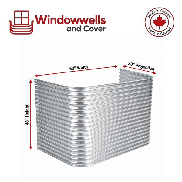 60″ W × 30″ P × 48″ H Galvanized Steel Window Well