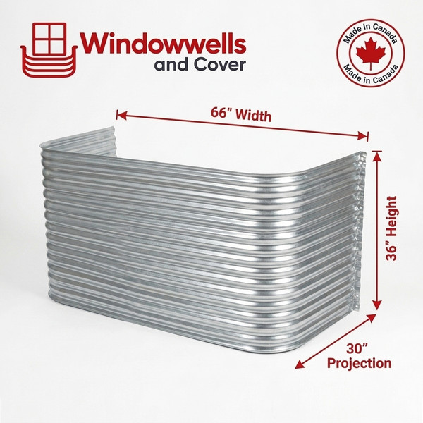 66″ W × 30″ P × 36″ H Galvanized Steel Window Well