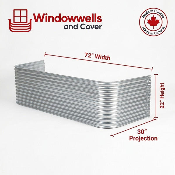 72″ W × 30″ P × 22″ H Galvanized Steel Window Well
