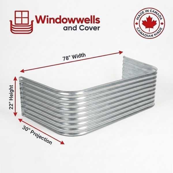78″ W × 30″ P × 22″ H Galvanized Steel Window Well