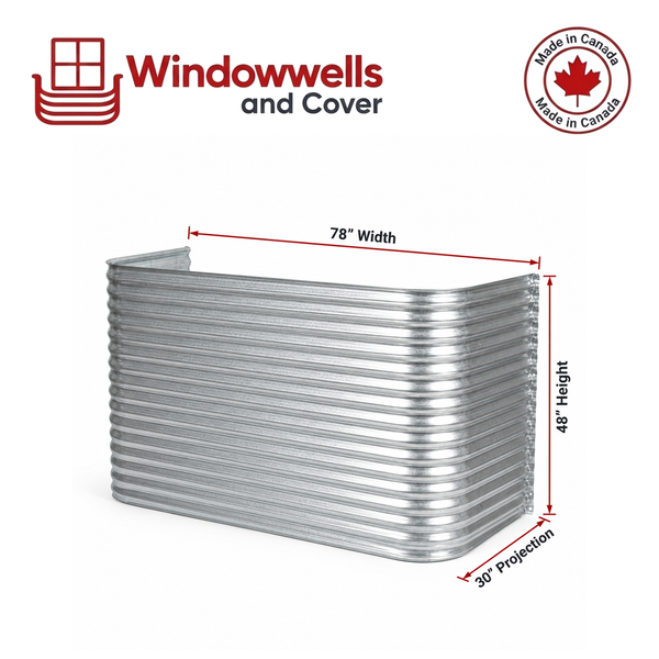 78″ W × 30″ P × 48″ H Galvanized Steel Window Well