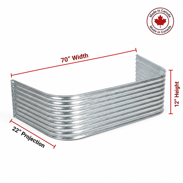 70″ W × 22″ P × 12″ H Galvanized Steel Window Well