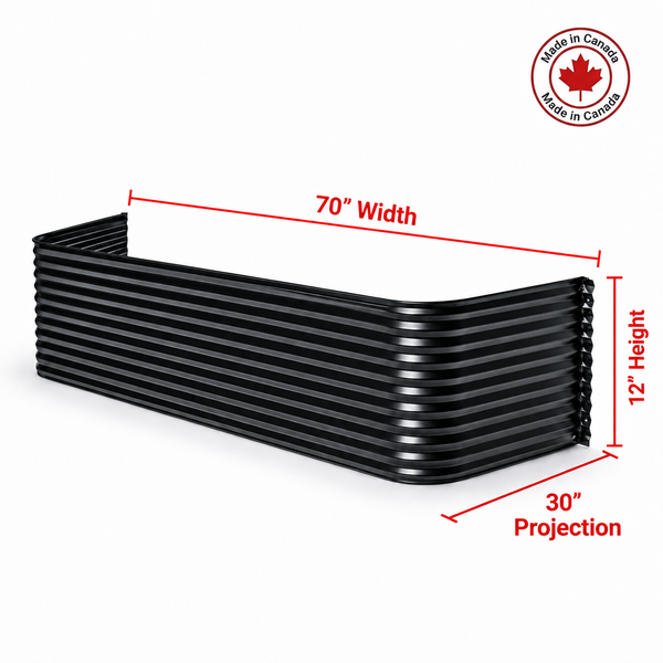 70″ W × 30″ P × 12″ H Powder Coated Window Well — Gloss Black