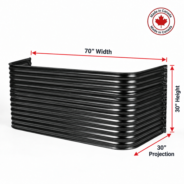 70″ W × 30″ P × 30″ H Powder Coated Window Well — Gloss Black