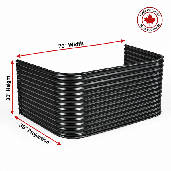 70″ W × 36″ P × 30″ H Powder Coated Window Well — Gloss Black