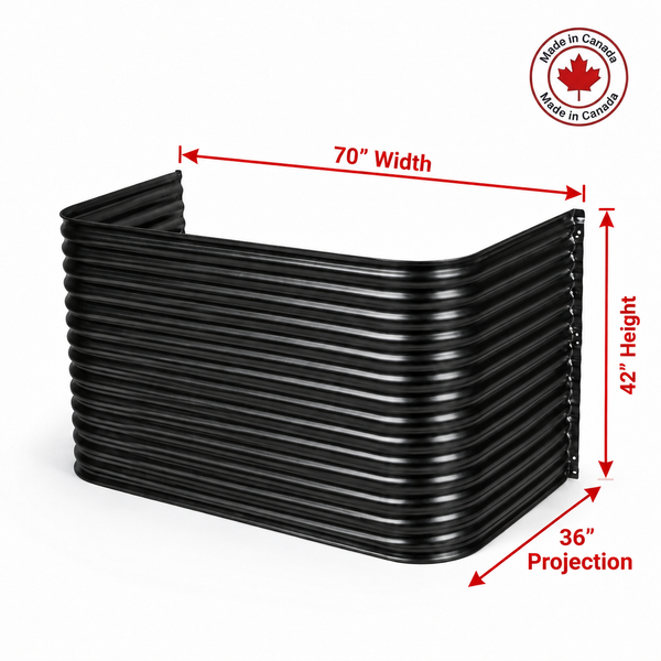 70″ W × 36″ P × 42″ H Powder Coated Window Well — Gloss Black