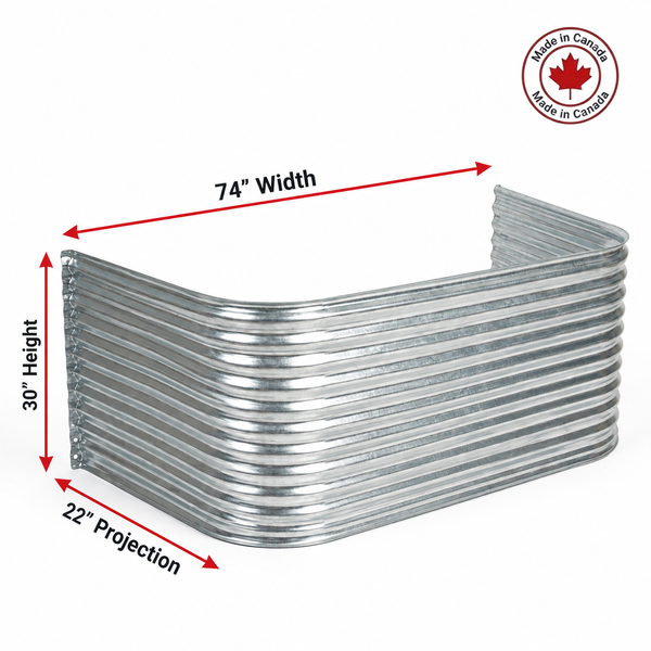 74″ W × 22″ P × 30″ H Galvanized Steel Window Well