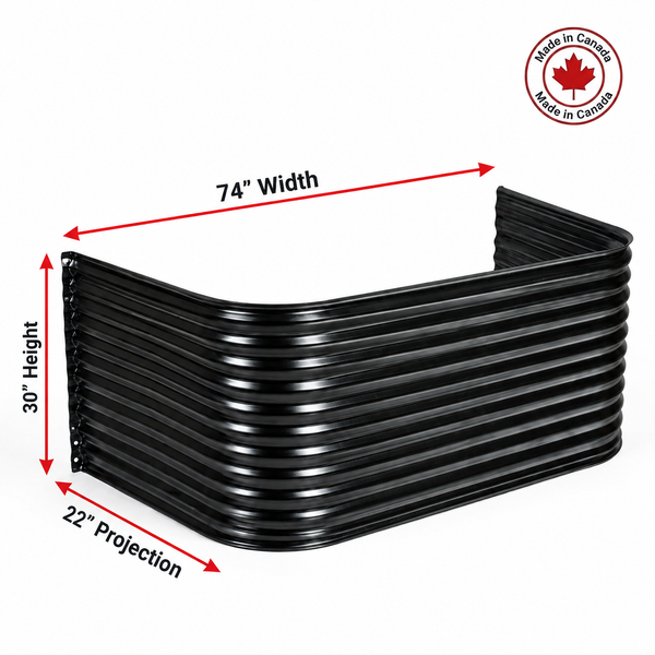 74″ W × 22″ P × 30″ H Powder Coated Window Well — Gloss Black