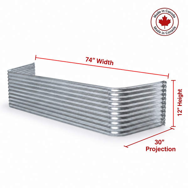 74″ W × 30″ P × 12″ H Galvanized Steel Window Well