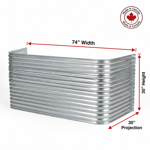 74″ W × 30″ P × 30″ H Galvanized Steel Window Well