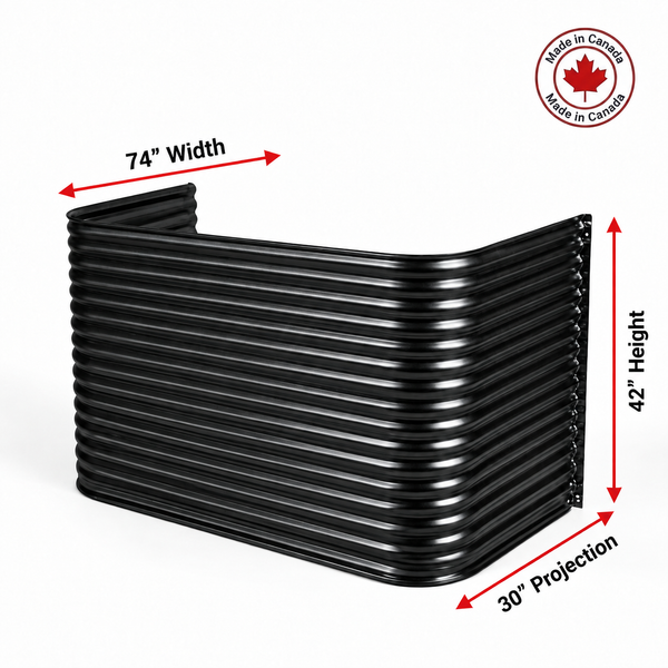 74″ W × 30″ P × 42″ H Powder Coated Window Well — Gloss Black