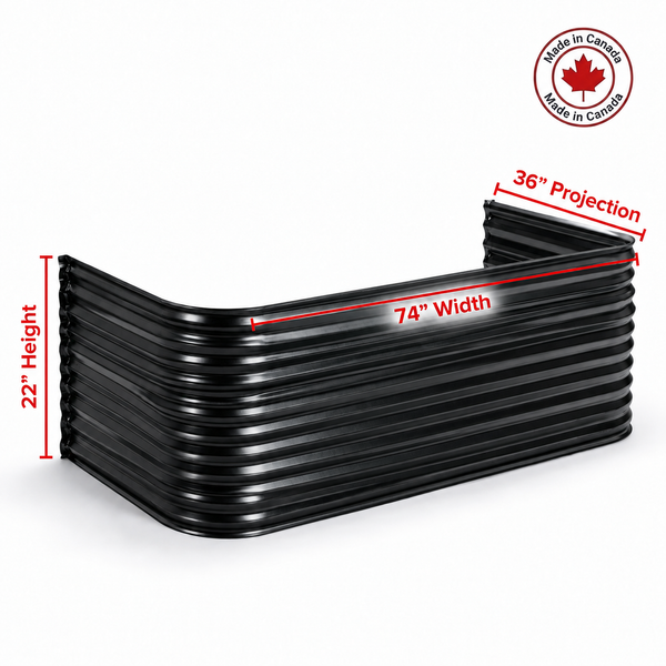 74″ W × 36″ P × 22″ H Powder Coated Window Well — Gloss Black