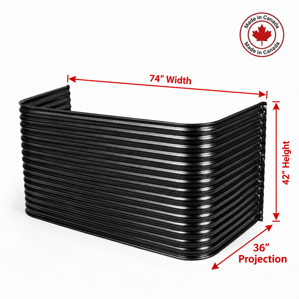 74″ W × 36″ P × 42″ H Powder Coated Window Well — Gloss Black