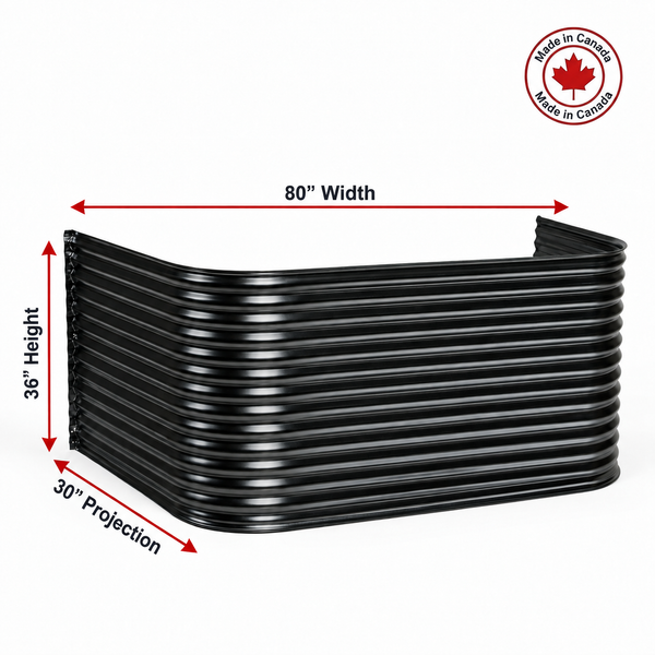 80″ W × 30″ P × 36″ H Powder Coated Window Well — Gloss Black