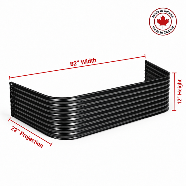 82″ W × 22″ P × 12″ H Powder Coated Window Well — Gloss Black