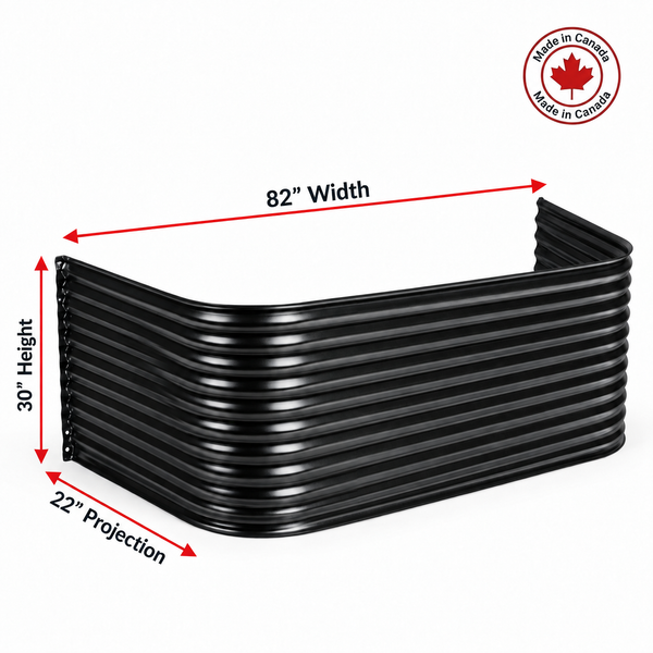 82″ W × 22″ P × 30″ H Powder Coated Window Well — Gloss Black