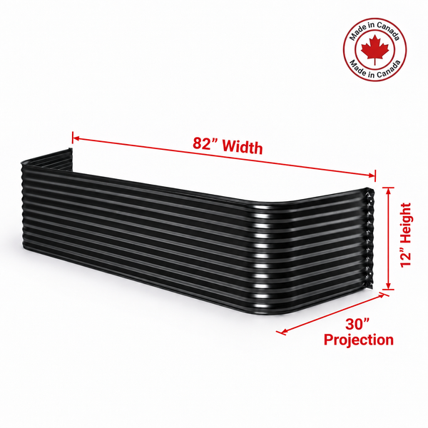 82″ W × 30″ P × 12″ H Powder Coated Window Well — Gloss Black