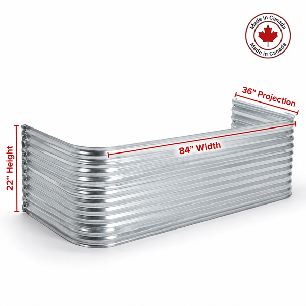 84″ W × 36″ P × 22″ H Galvanized Steel Window Well