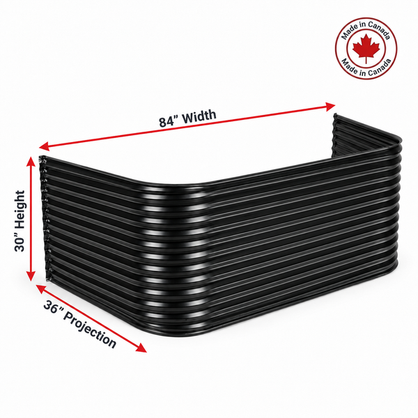84″ W × 36″ P × 30″ H Powder Coated Window Well — Gloss Black