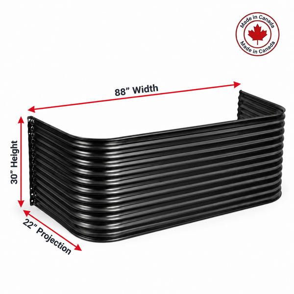 88″ W × 22″ P × 30″ H Powder Coated Window Well — Gloss Black