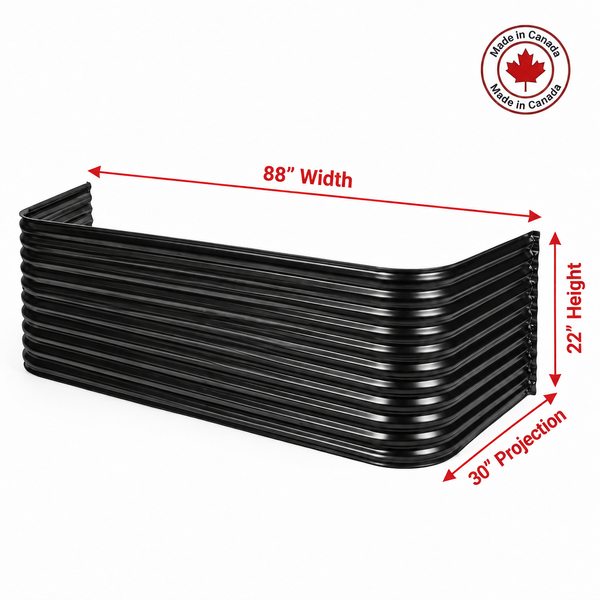 88″ W × 30″ P × 22″ H Powder Coated Window Well — Gloss Black