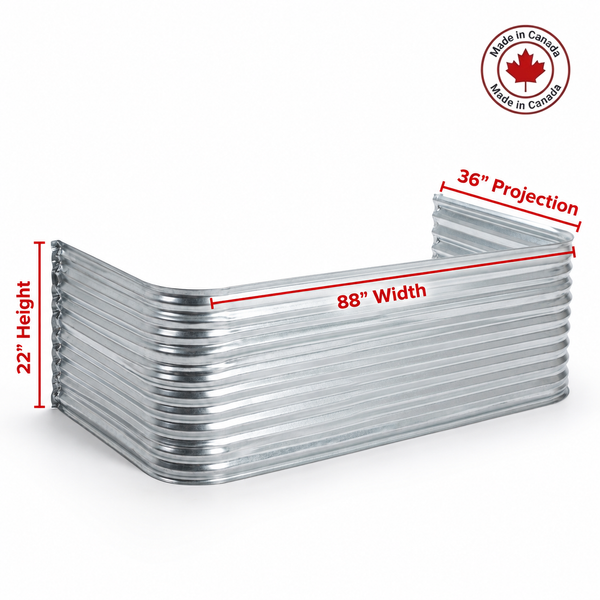 88″ W × 36″ P × 22″ H Galvanized Steel Window Well