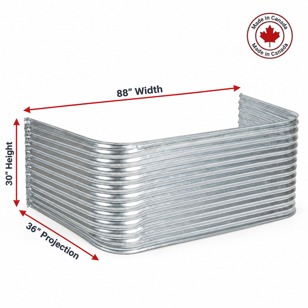 88″ W × 36″ P × 30″ H Galvanized Steel Window Well
