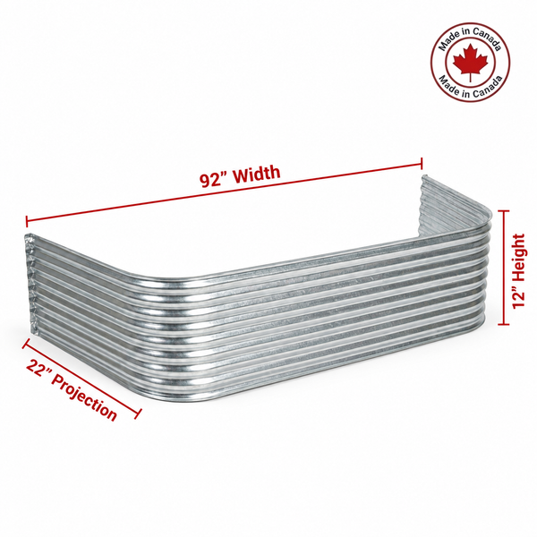 92″ W × 22″ P × 12″ H Galvanized Steel Window Well