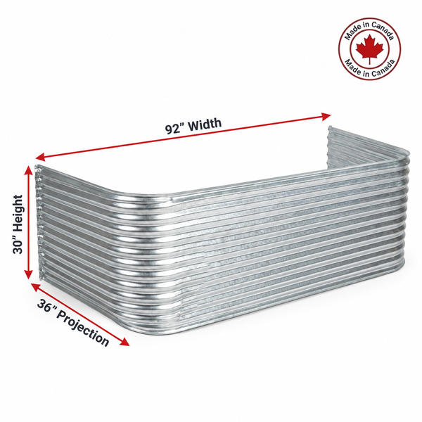 92″ W × 36″ P × 30″ H Galvanized Steel Window Well