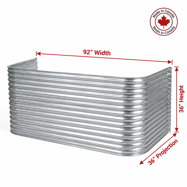 92″ W × 36″ P × 36″ H Galvanized Steel Window Well