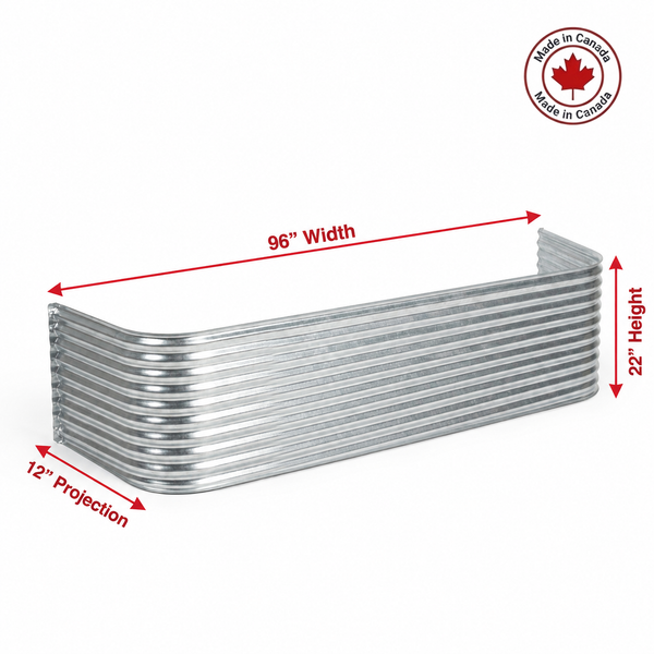 96″ W × 12″ P × 22″ H Galvanized Steel Window Well
