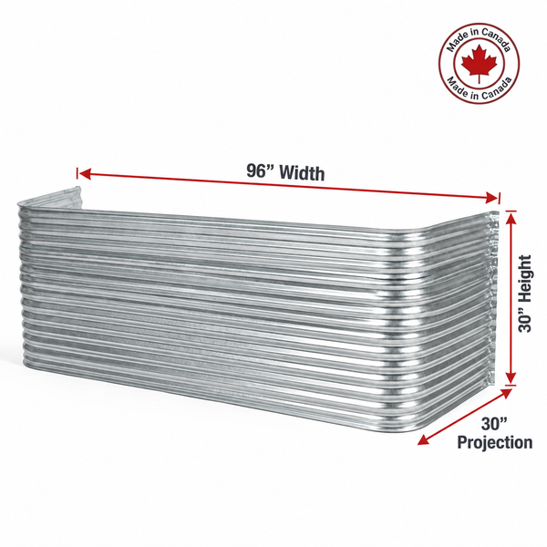 96″ W × 30″ P × 30″ H Galvanized Steel Window Well