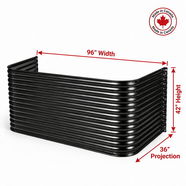 96″ W × 36″ P × 42″ H Powder Coated Window Well — Gloss Black