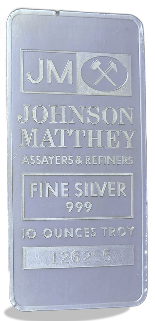 Silver - 10 oz Bar - Johnson Matthey - Johnson Matthey