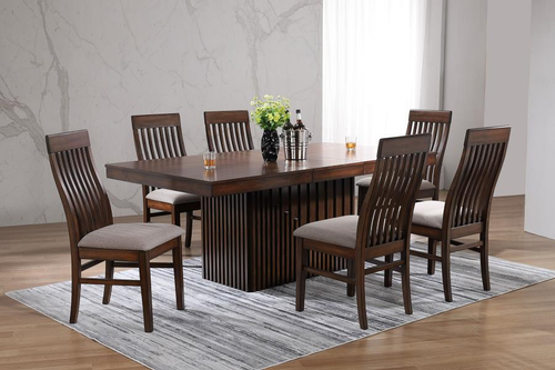 MISSION STYLE 7 PIECE DINING TABLE SET OAK FINISH MISSION STYLE 7 PIECE DINING TABLE SET OAK FINISH