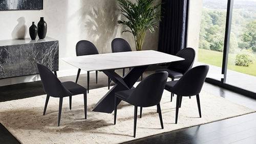 7 PIECE DINING TABLE SET BLACK / WHITE FINISH 7 PIECE DINING TABLE SET BLACK / WHITE FINISH