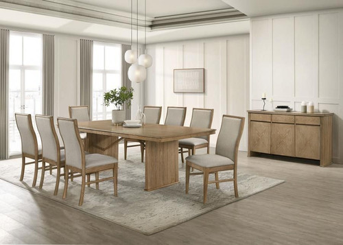 7-piece Extension Dining Set Distressed Light Brown Finish Leaf Extension