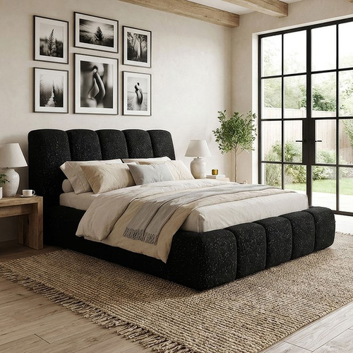 Contemporary Style Hematite Black Bed Frame
