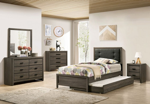 Gray Charcoal Full Size Bed Frame Trundle 4 piece Set