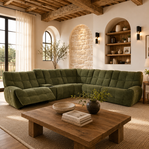 Jade Green Power Reclining Sectional Sofa