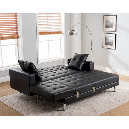 Black Sectional Sofa Futon Bed Chaise