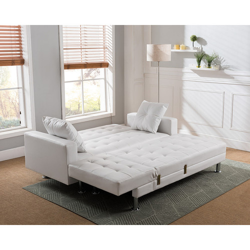 White Sectional Sofa Futon Bed Chaise