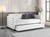 White Boucle Upholstered Twin Day Bed with Trundle