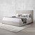 GRAY FABRIC QUEEN SIZE LOW PROFILE PLATFORM BED FRAME