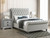 Gray fabric tufted accents sleigh style queen bed frame