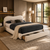 Curved Boucle Upholstered Platform Bed with Storage Drawer