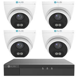 Alibi ALI-KITD4C45 4-Channel 8MP Hybrid DVR Kit, 4 x 5MP IllumiNite 131ft 4-in-1 Fixed Turret Security Camera (NDAA Compliant)