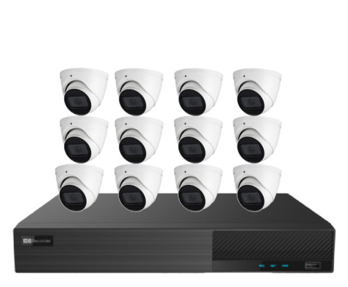 TitaniumKit16125 16CH 8MP(4K) Hybrid DVR with 12 x 5MP 4 in1 Outdoor IR Turret Cameras