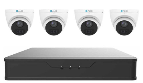 Alibi ALI-KITD4C4T 4-Channel 8MP Hybrid DVR Kit, 4 x 8MP Starlight HD-TVI/AHD/CVI/CVBS Analog Turret Camera (NDAA Compliant)