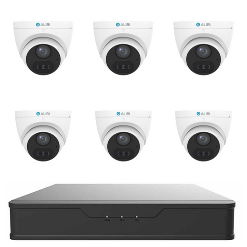 Alibi ALI-KITD8C6T 8-Channel 8MP Hybrid DVR Kit, 6 x 8MP Starlight HD-TVI/AHD/CVI/CVBS Analog Turret Camera (NDAA Compliant)